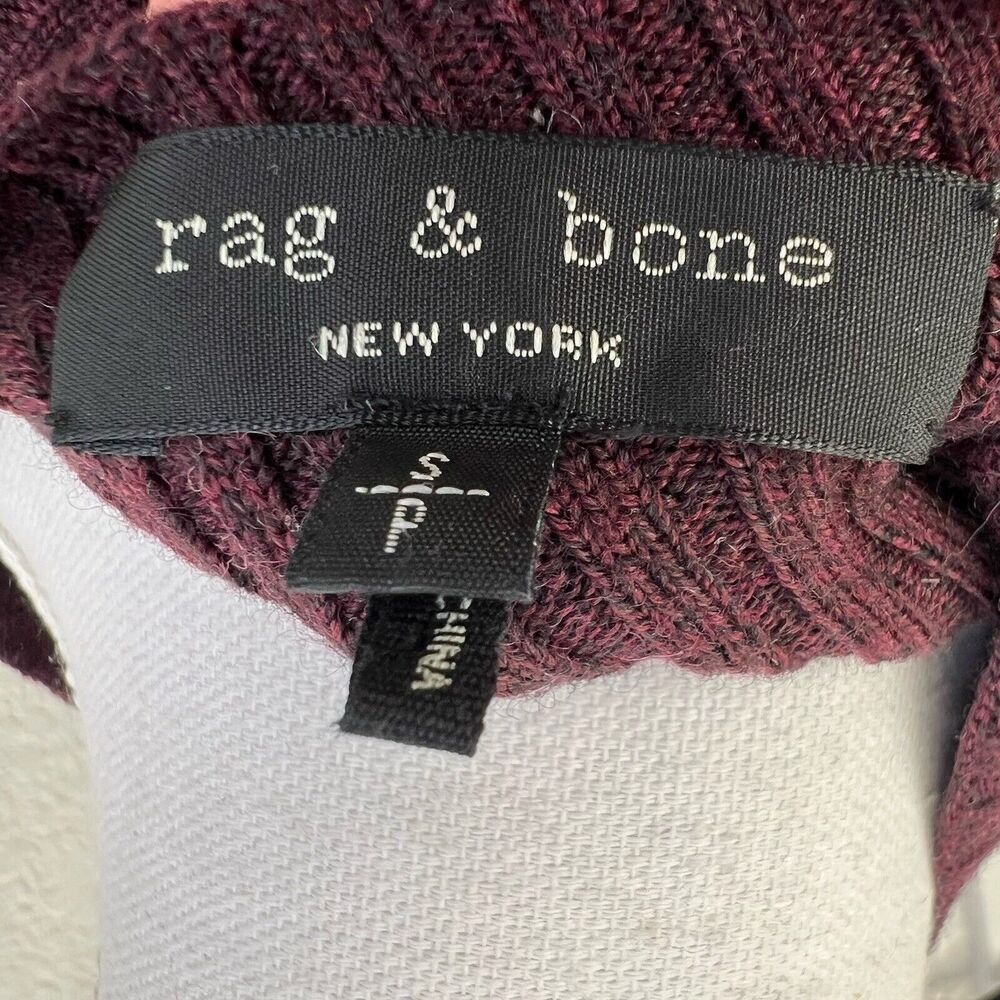 Rag & Bone Reanna 100% Merino Wool Asymmetrical Sweater Dress Sz S Maroon *READ* - Picture 6 of 8